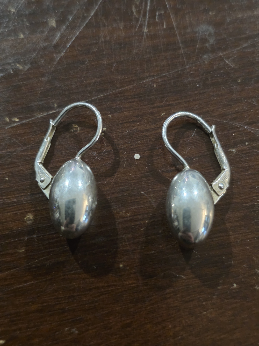 Sterling Silver Oval Drop Earrings - Silver .925